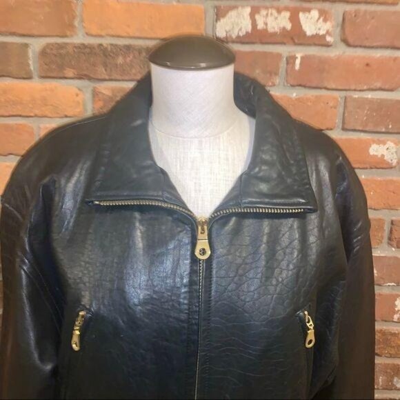 Tannery West Black Leather Bomber Jacket Small Item#11 - Picture 2 of 5